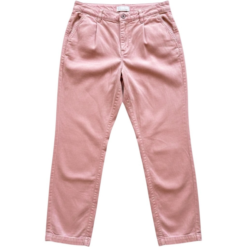 Anthropologie‎ Cropped Lyocell Pleated Pants Women's Size 29 Pink Chino Trousers